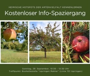 Ankündigungsflyer zum Spaziergang über die Streuobstwiesen in Pforzheim